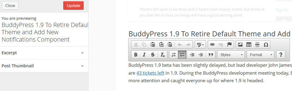 Edit Posts From Within The Preview Screen With Post Customizer
