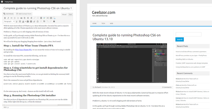 PrettyPress Plugin Reinvents WordPress Post Editing With Live Preview