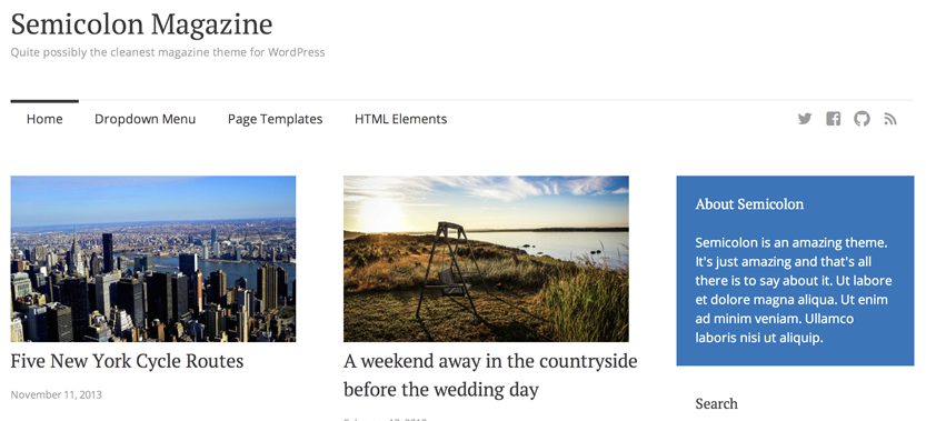Semicolon is Possibly the Cleanest Free Magazine Theme for WordPress