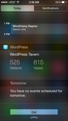 Website stats in the notification center