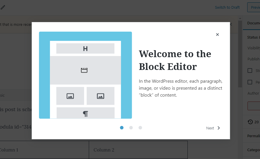 Gutenberg 7.1 Includes Welcome Modal, Improves Multi-Block Selection, and Adds Drag-and-Drop Featured Images