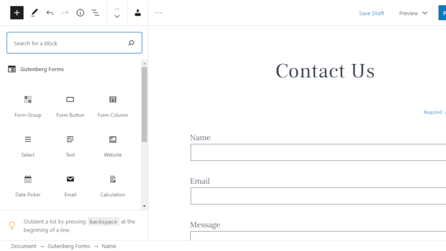 Build Forms via the Block Editor With Gutenberg Forms