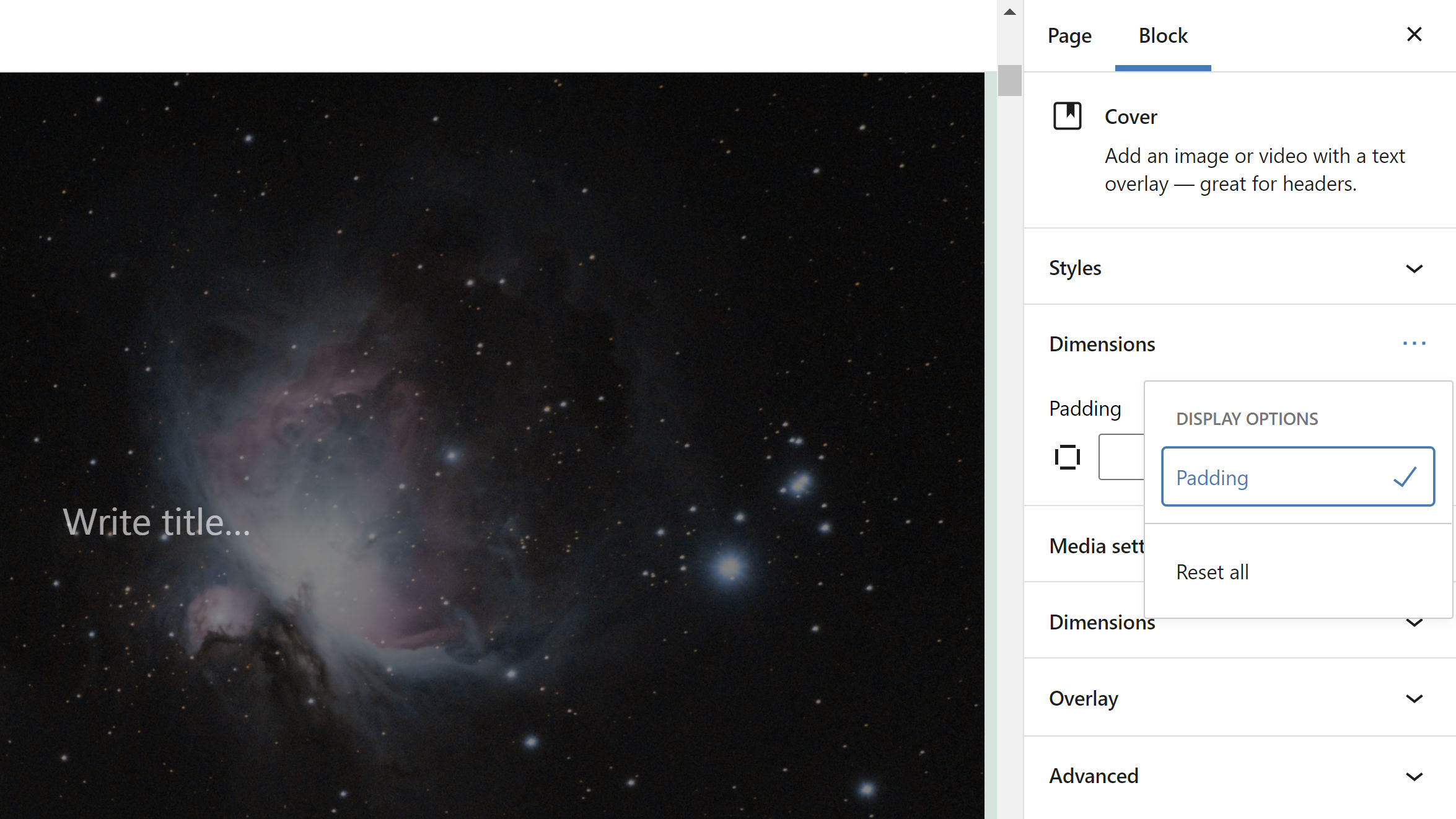 Gutenberg 11.3 Introduces Dimensions Panel, Adds Button Padding Support, and Speeds Up the Inserter