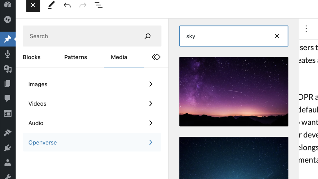 WordPress 6.2 Openverse Integration Updated to Upload Inserted Images